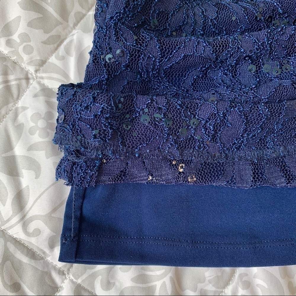 Lauren Ralph Lauren Dress Sequin Sparkle Lace Blue Size 4 NWT - Picture 7 of 9